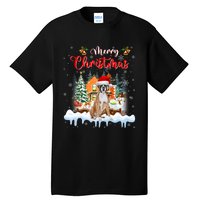 Merry Christmas Boxer Dog Santa Hat Lights Xmas Tall T-Shirt