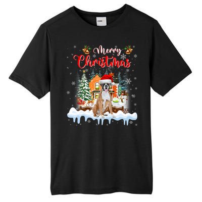 Merry Christmas Boxer Dog Santa Hat Lights Xmas Tall Fusion ChromaSoft Performance T-Shirt