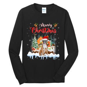 Merry Christmas Boxer Dog Santa Hat Lights Xmas Tall Long Sleeve T-Shirt