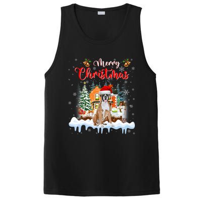 Merry Christmas Boxer Dog Santa Hat Lights Xmas PosiCharge Competitor Tank