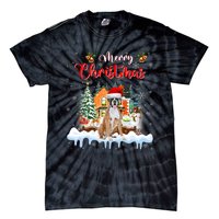 Merry Christmas Boxer Dog Santa Hat Lights Xmas Tie-Dye T-Shirt