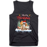 Merry Christmas Boxer Dog Santa Hat Lights Xmas Tank Top