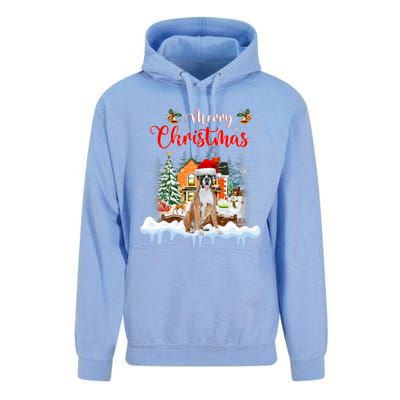 Merry Christmas Boxer Dog Santa Hat Lights Xmas Unisex Surf Hoodie