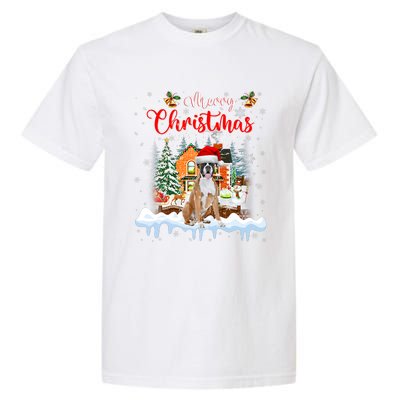 Merry Christmas Boxer Dog Santa Hat Lights Xmas Garment-Dyed Heavyweight T-Shirt