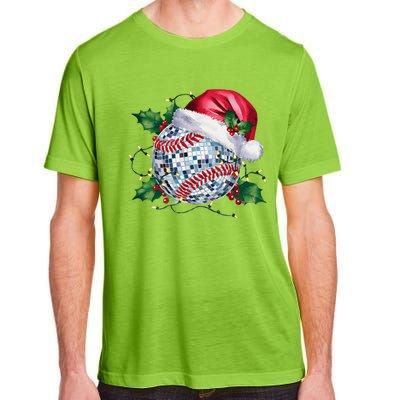 Merry Christmas Baseball Disco Ball Santa Hat Xmas Light Adult ChromaSoft Performance T-Shirt