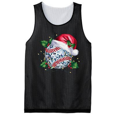 Merry Christmas Baseball Disco Ball Santa Hat Xmas Light Mesh Reversible Basketball Jersey Tank