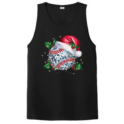 Merry Christmas Baseball Disco Ball Santa Hat Xmas Light PosiCharge Competitor Tank