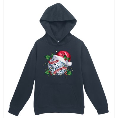 Merry Christmas Baseball Disco Ball Santa Hat Xmas Light Urban Pullover Hoodie