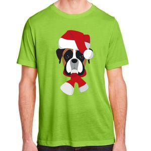 Merry Christmas Boxer Dog With Santa Hat Adult ChromaSoft Performance T-Shirt