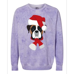 Merry Christmas Boxer Dog With Santa Hat Colorblast Crewneck Sweatshirt