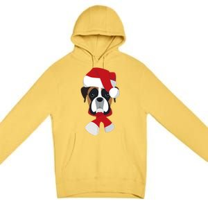 Merry Christmas Boxer Dog With Santa Hat Premium Pullover Hoodie