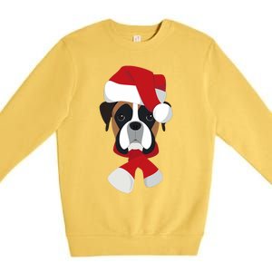 Merry Christmas Boxer Dog With Santa Hat Premium Crewneck Sweatshirt