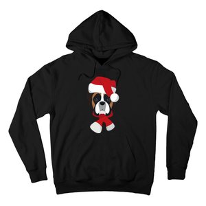 Merry Christmas Boxer Dog With Santa Hat Hoodie