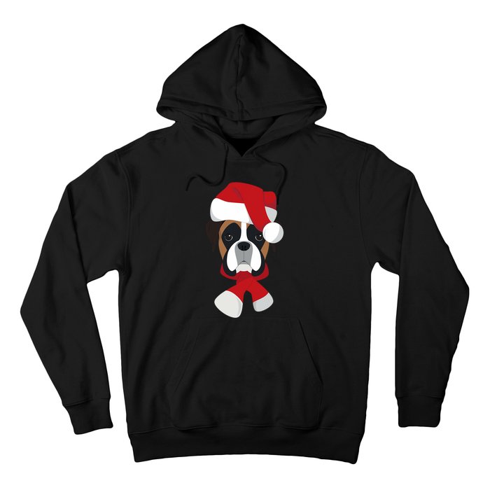 Merry Christmas Boxer Dog With Santa Hat Hoodie