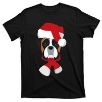 Merry Christmas Boxer Dog With Santa Hat T-Shirt