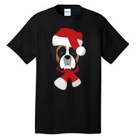 Merry Christmas Boxer Dog With Santa Hat Tall T-Shirt