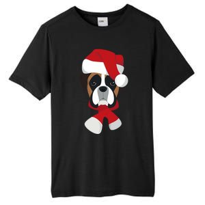 Merry Christmas Boxer Dog With Santa Hat Tall Fusion ChromaSoft Performance T-Shirt