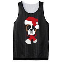 Merry Christmas Boxer Dog With Santa Hat Mesh Reversible Basketball Jersey Tank