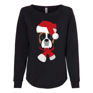 Merry Christmas Boxer Dog With Santa Hat Womens California Wash Sweatshirt