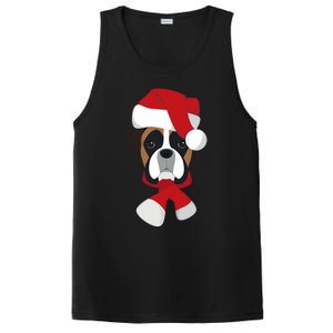 Merry Christmas Boxer Dog With Santa Hat PosiCharge Competitor Tank