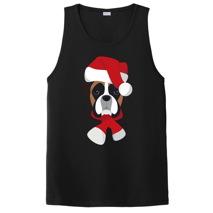 Merry Christmas Boxer Dog With Santa Hat PosiCharge Competitor Tank