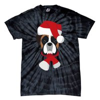 Merry Christmas Boxer Dog With Santa Hat Tie-Dye T-Shirt