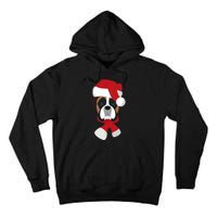 Merry Christmas Boxer Dog With Santa Hat Tall Hoodie