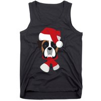 Merry Christmas Boxer Dog With Santa Hat Tank Top