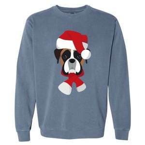 Merry Christmas Boxer Dog With Santa Hat Garment-Dyed Sweatshirt