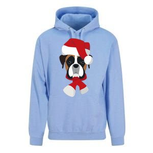 Merry Christmas Boxer Dog With Santa Hat Unisex Surf Hoodie