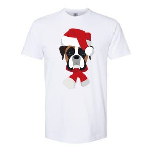 Merry Christmas Boxer Dog With Santa Hat Softstyle CVC T-Shirt