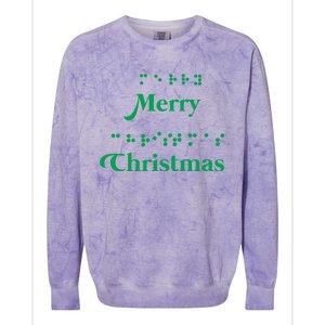 Merry Christmas Braille Alphabet Dots Xmas Top Holiday Gifts Long Sleeve Colorblast Crewneck Sweatshirt