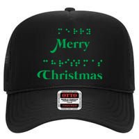 Merry Christmas Braille Alphabet Dots Xmas Top Holiday Gifts Long Sleeve High Crown Mesh Back Trucker Hat