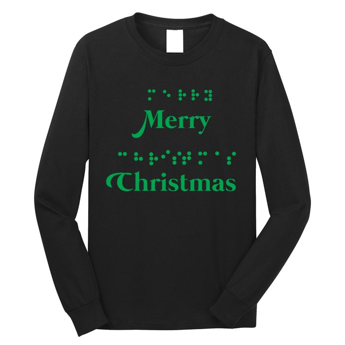 Merry Christmas Braille Alphabet Dots Xmas Top Holiday Gifts Long Sleeve Long Sleeve Shirt