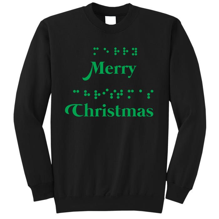 Merry Christmas Braille Alphabet Dots Xmas Top Holiday Gifts Long Sleeve Sweatshirt