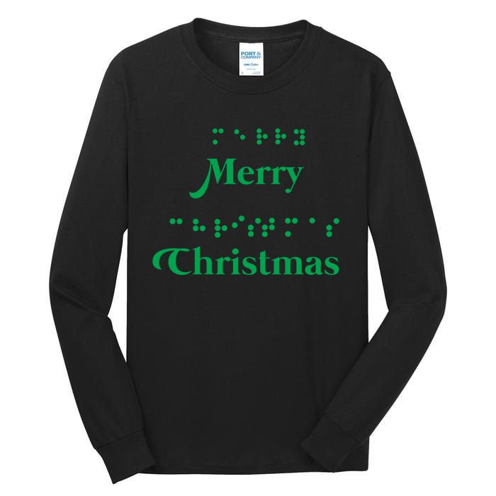 Merry Christmas Braille Alphabet Dots Xmas Top Holiday Gifts Long Sleeve Tall Long Sleeve T-Shirt