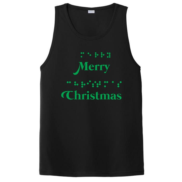 Merry Christmas Braille Alphabet Dots Xmas Top Holiday Gifts Long Sleeve PosiCharge Competitor Tank