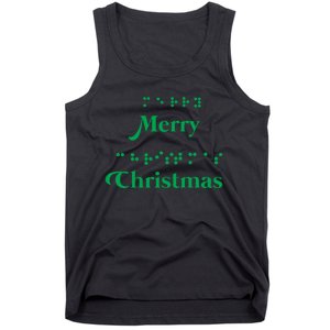 Merry Christmas Braille Alphabet Dots Xmas Top Holiday Gifts Long Sleeve Tank Top