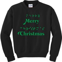 Merry Christmas Braille Alphabet Dots Xmas Top Holiday Gifts Long Sleeve Kids Sweatshirt