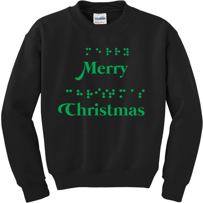 Merry Christmas Braille Alphabet Dots Xmas Top Holiday Gifts Long Sleeve Kids Sweatshirt