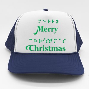 Merry Christmas Braille Alphabet Dots Xmas Top Holiday Gifts Long Sleeve Trucker Hat