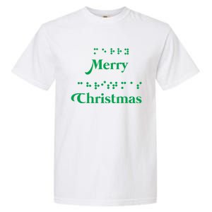 Merry Christmas Braille Alphabet Dots Xmas Top Holiday Gifts Long Sleeve Garment-Dyed Heavyweight T-Shirt