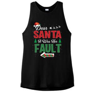 Matching Christmas Couples Gift Dear Santa It Was Her Fault Meaningful Gift Ladies PosiCharge Tri-Blend Wicking Tank