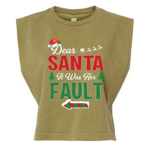 Matching Christmas Couples Gift Dear Santa It Was Her Fault Meaningful Gift Garment-Dyed Women's Muscle Tee