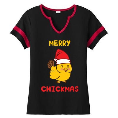 Merry Chickmas Cute Baby Chick Farm Christmas Funny Gift For Gift Ladies Halftime Notch Neck Tee