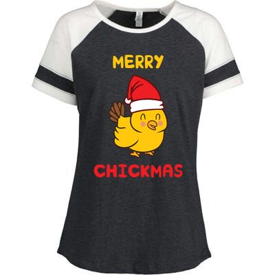 Merry Chickmas Cute Baby Chick Farm Christmas Funny Gift For Gift Enza Ladies Jersey Colorblock Tee