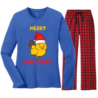 Merry Chickmas Cute Baby Chick Farm Christmas Funny Gift For Gift Women's Long Sleeve Flannel Pajama Set 