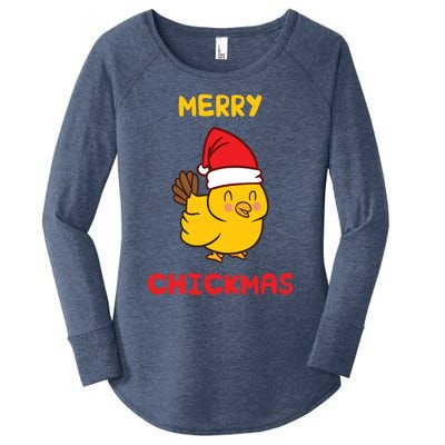 Merry Chickmas Cute Baby Chick Farm Christmas Funny Gift For Gift Women's Perfect Tri Tunic Long Sleeve Shirt