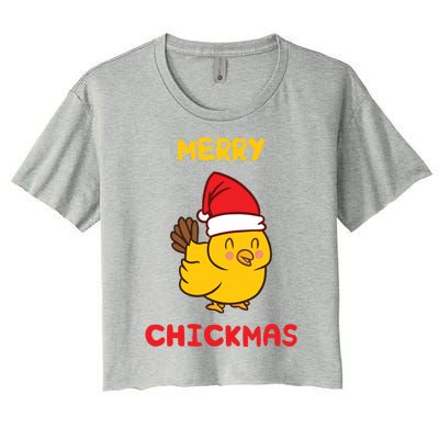 Merry Chickmas Cute Baby Chick Farm Christmas Funny Gift For Gift Women's Crop Top Tee