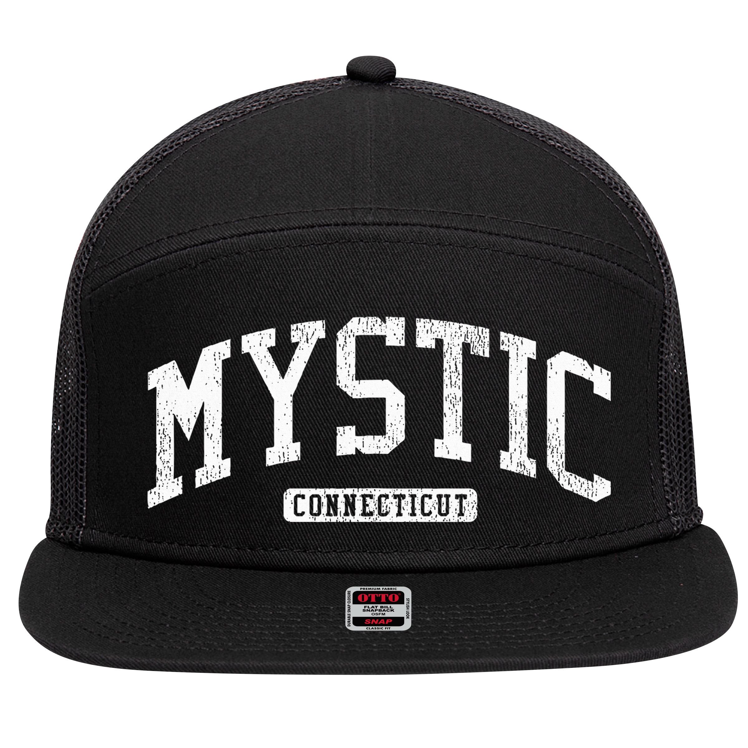 Mystic Connecticut Ct Js03 Vintage 7 Panel Mesh Trucker Snapback Hat